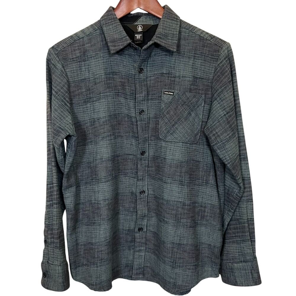 Volcom Buffalo Glitch Plaid Flannel Shirt Mens XL Button Up Casual Grunge Skater